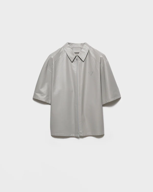 Short-sleeved nappa leather shirt