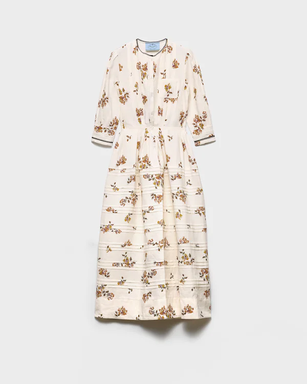 Long printed linen dress