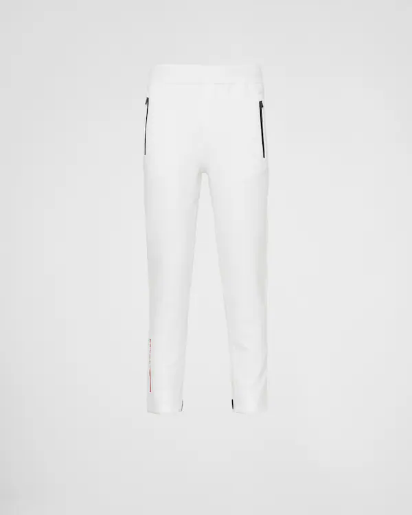 Technical fabric joggers with heat-sealed taped seams