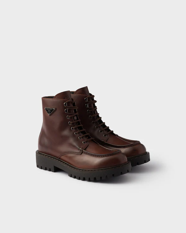 Laced leather booties