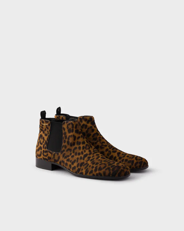 Printed leather booties