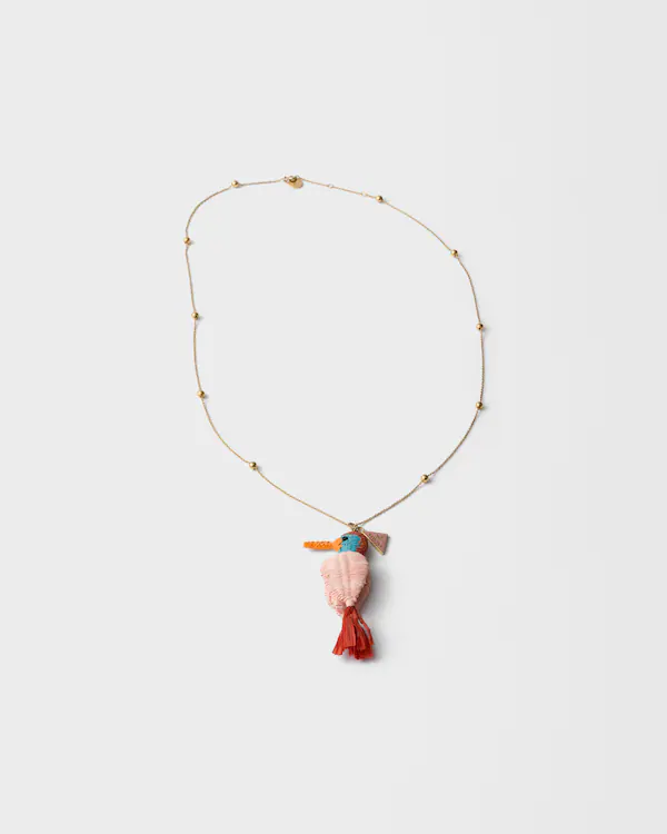 Metal and crochet necklace