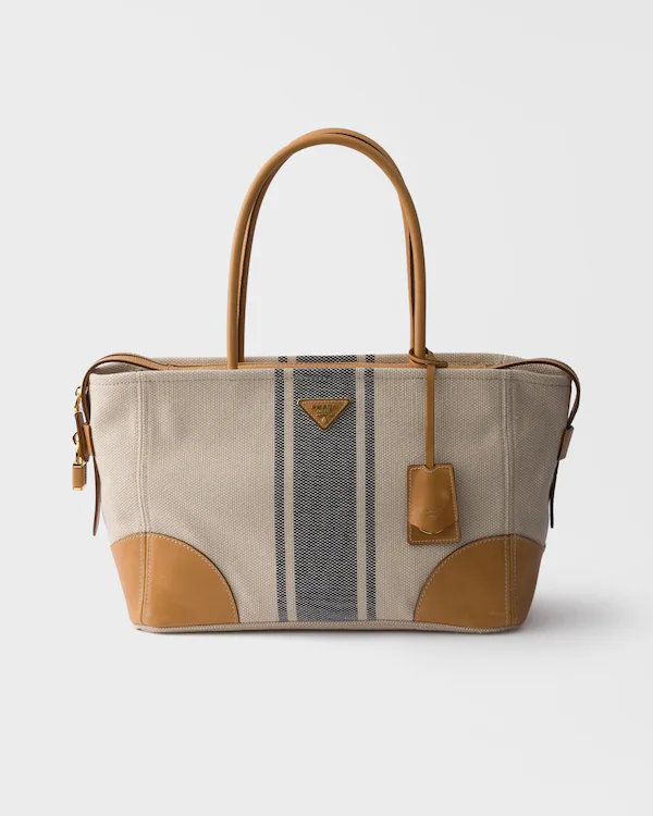 Large canvas and leather tote bag