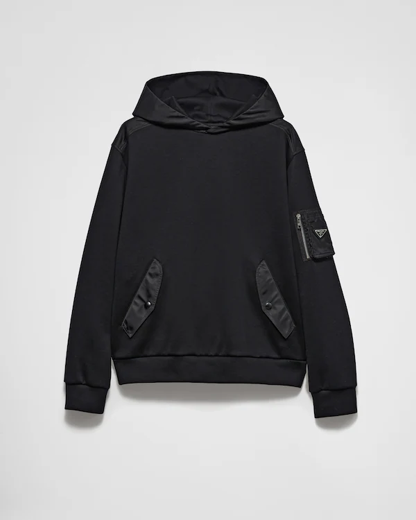 Cotton fleece and Re-Nylon hoodie