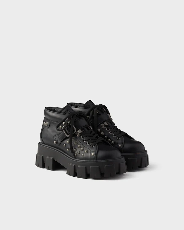 Monolith studded leather booties Monolith studded leather booties