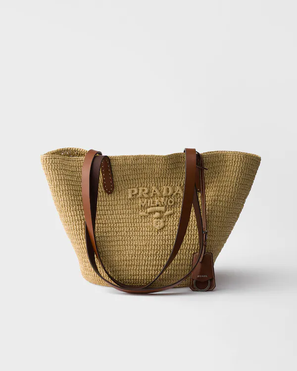 Medium crochet and leather tote bag
