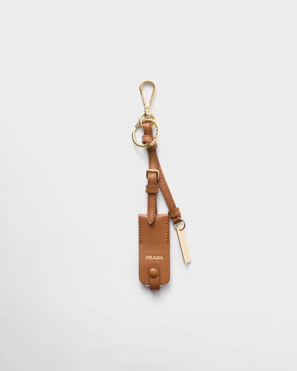 Leather keychain charm with mirror case