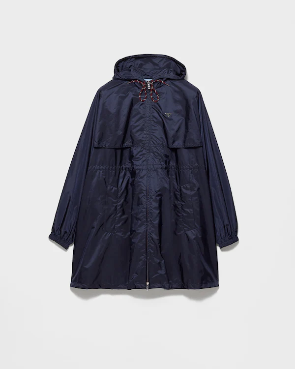 Lightweight Re-Nylon hooded raincoat