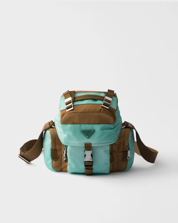 Antiqued Re-Nylon and leather shoulder bag