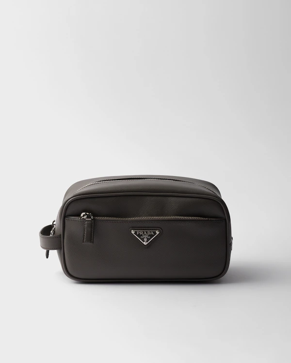 Saffiano leather travel pouch
