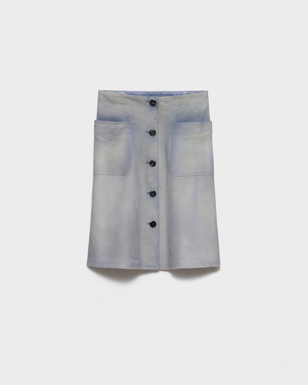 Buttoned suede skirt
