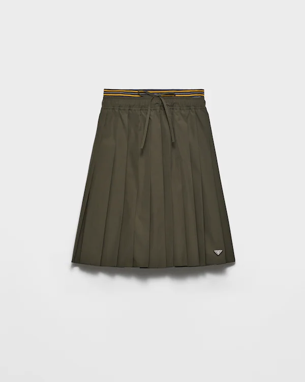 Pleated poplin midi-skirt