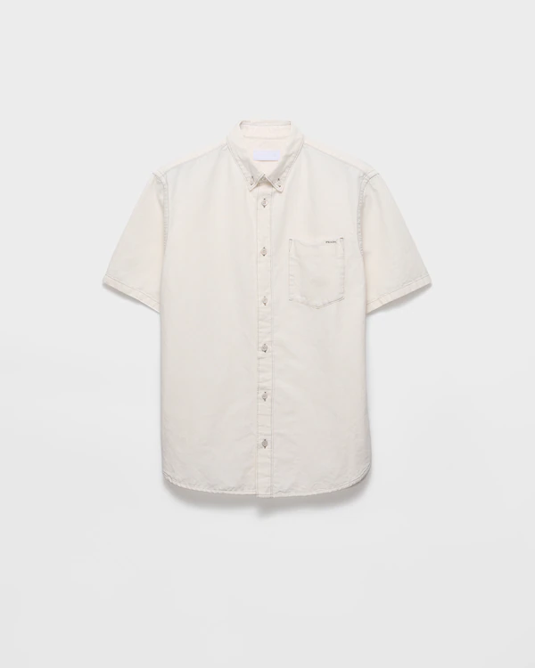 Short-sleeved chambray shirt