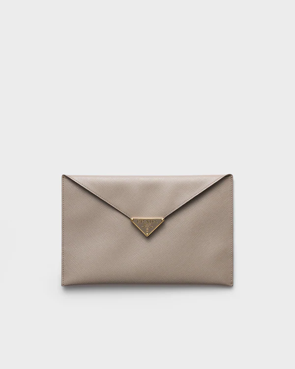 Saffiano leather envelope clutch
